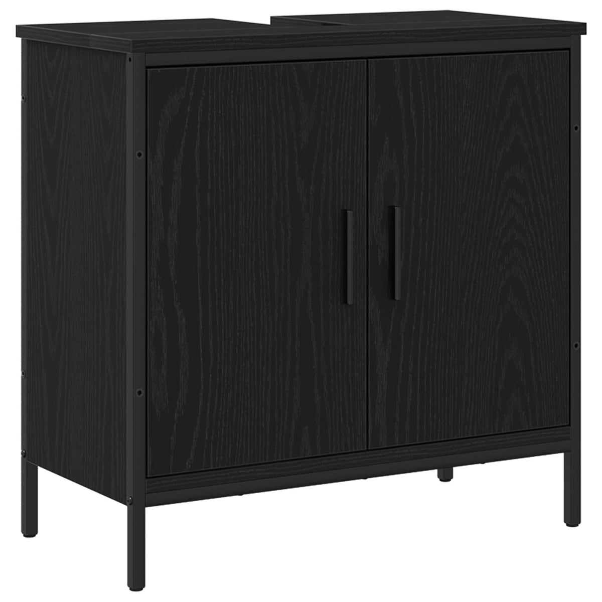 Badrumsskåp med handfat Svart Ek 60 x 30 x 60 cm