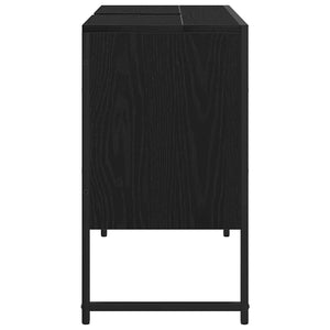 Badrumsskåp med handfat med lagring Svart Ek 80 x 30 x 60 cm