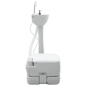 Camping Toalettsats 2 pcs Grå och Vit Högdensitetspolyeten