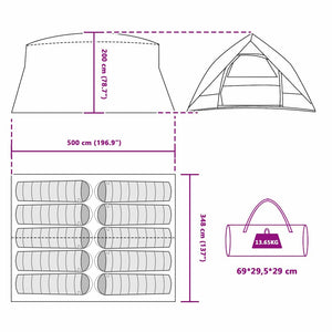 Tunnel tält med tak med lagring Grön 500 x 348 x 200 cm taffeta