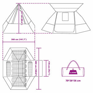 Campingtält med tak med lagring Grön 482 x 360 x 227 cm taffeta