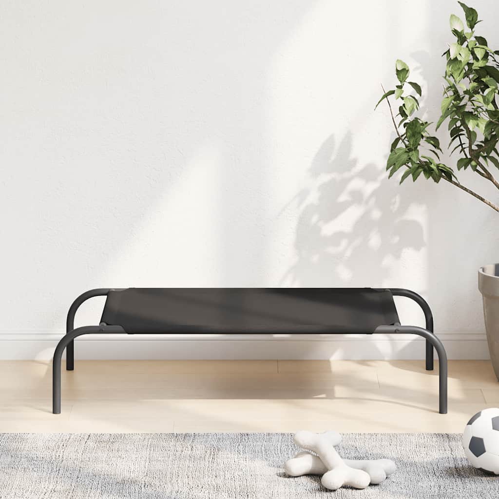 Förhöjd hundsäng svart 90x50x20 cm oxfordtyg och stål
