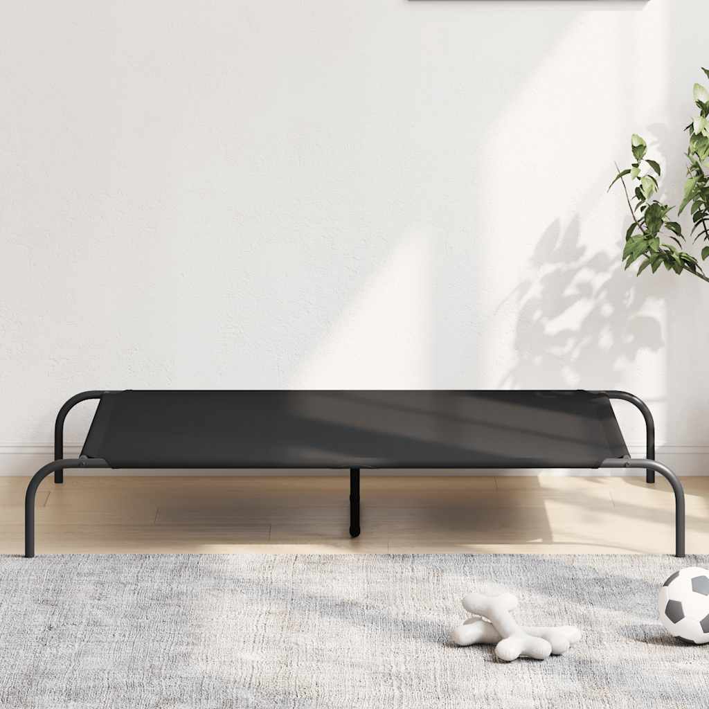 Förhöjd hundsäng svart 130x80x20 cm oxfordtyg och stål