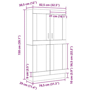 Bokskåp Svart Ek 82,5 x 30,5 x 150 cm Konstruerat trä