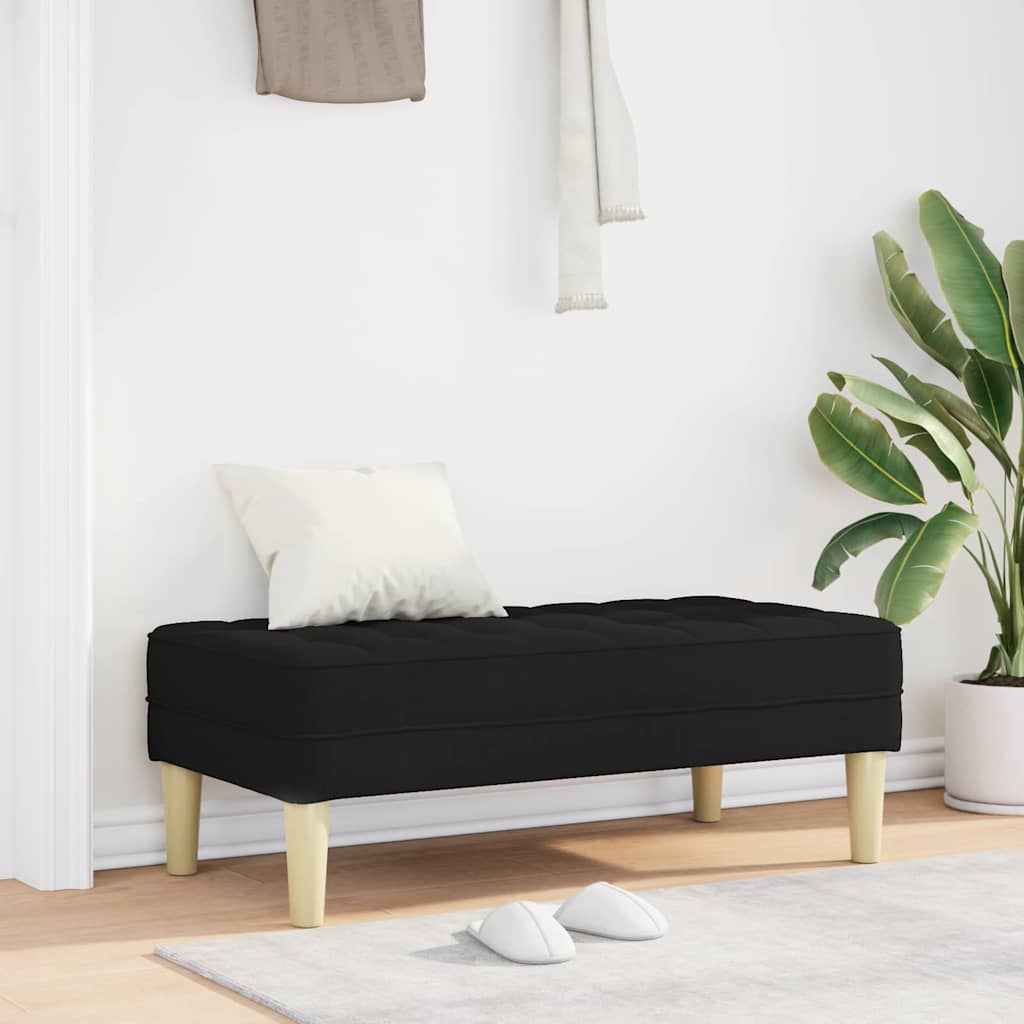 bänk med kudde Svart 113 x 57 x 39 cm tyg