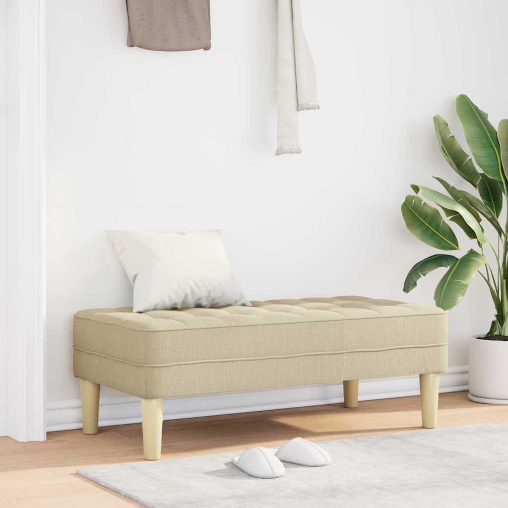 bänk med kudde Kräm 113 x 57 x 39 cm tyg