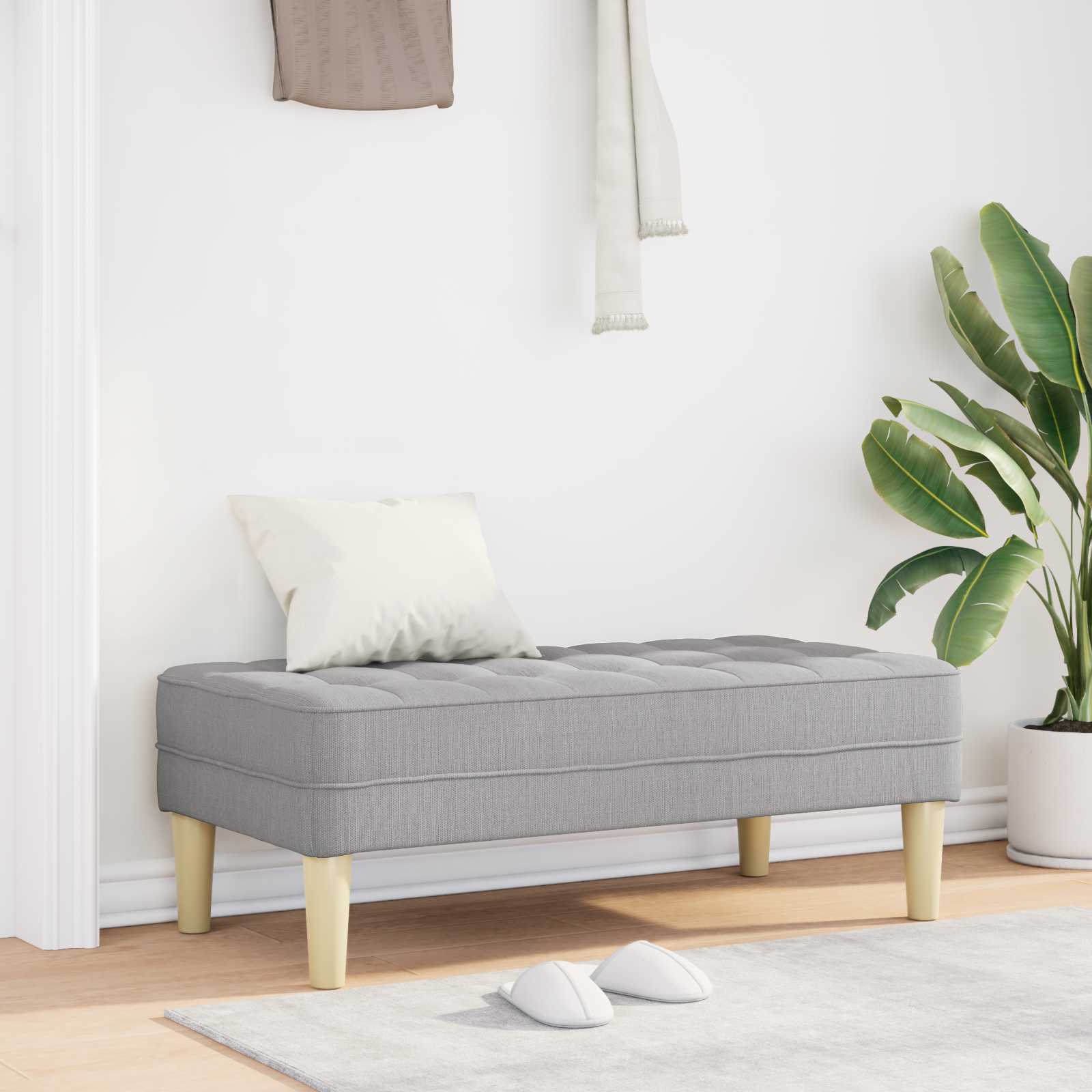 bänk med kudde Moln Grå 113 x 57 x 39 cm tyg