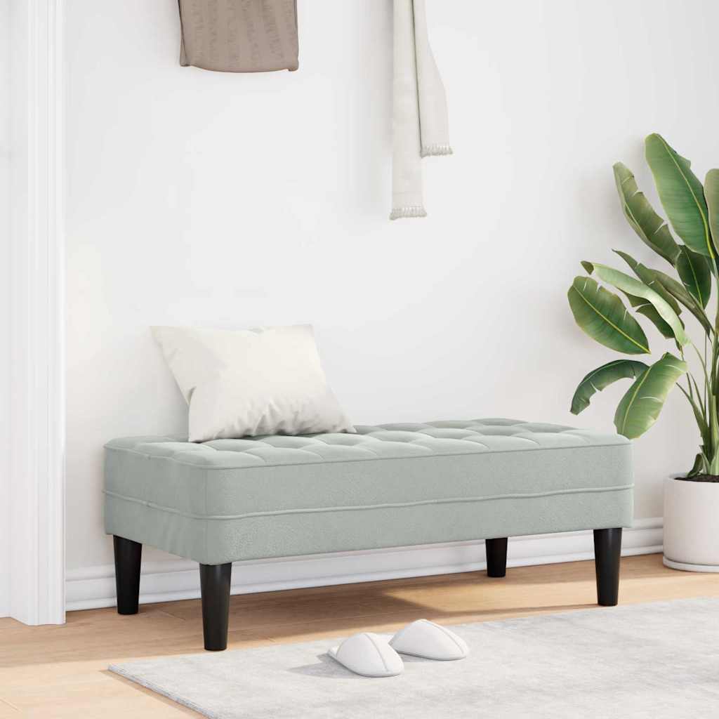 bänk med kudde Ljusgrå 113 x 57 x 39 cm Sammet