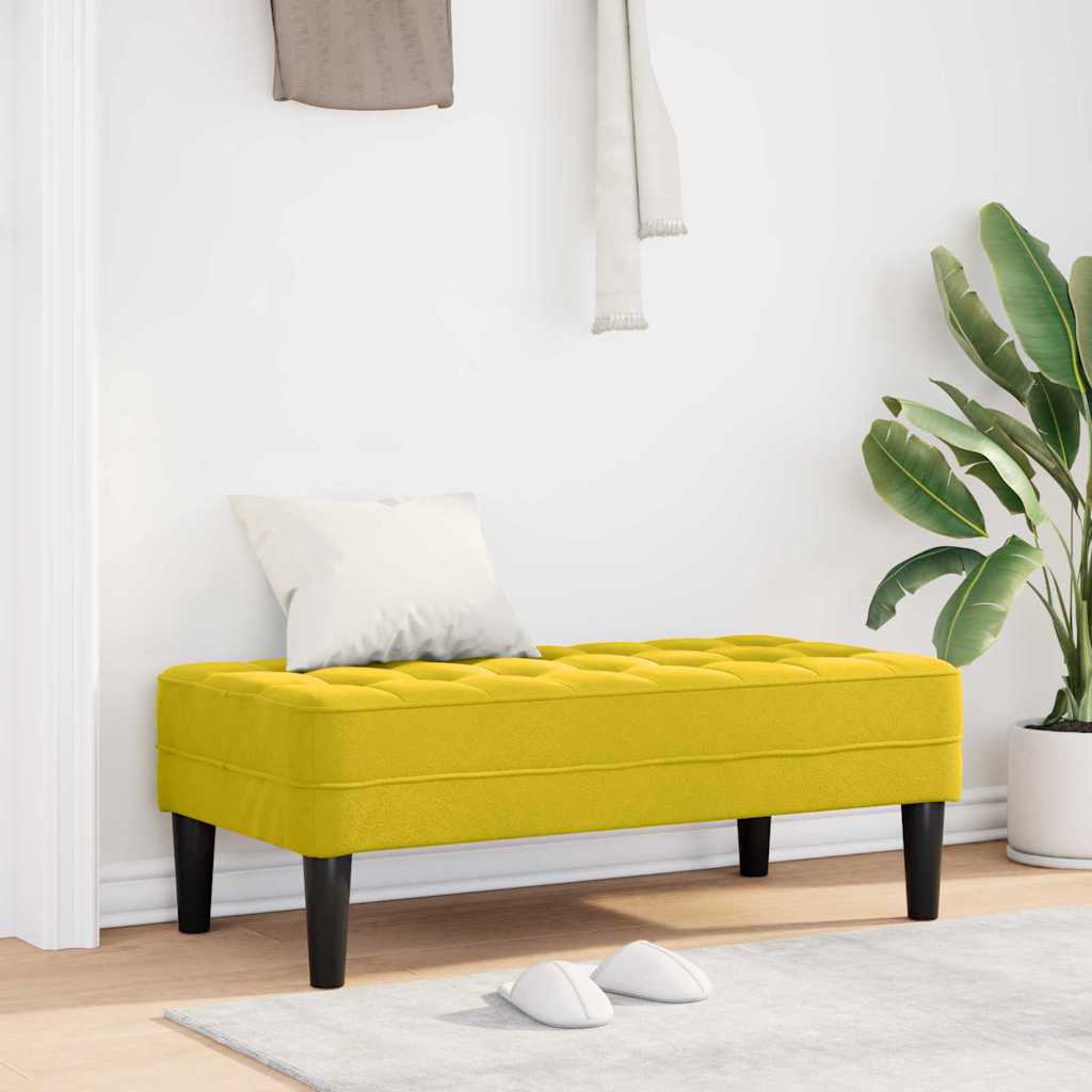 bänk med kudde Gul 113 x 57 x 39 cm Sammet