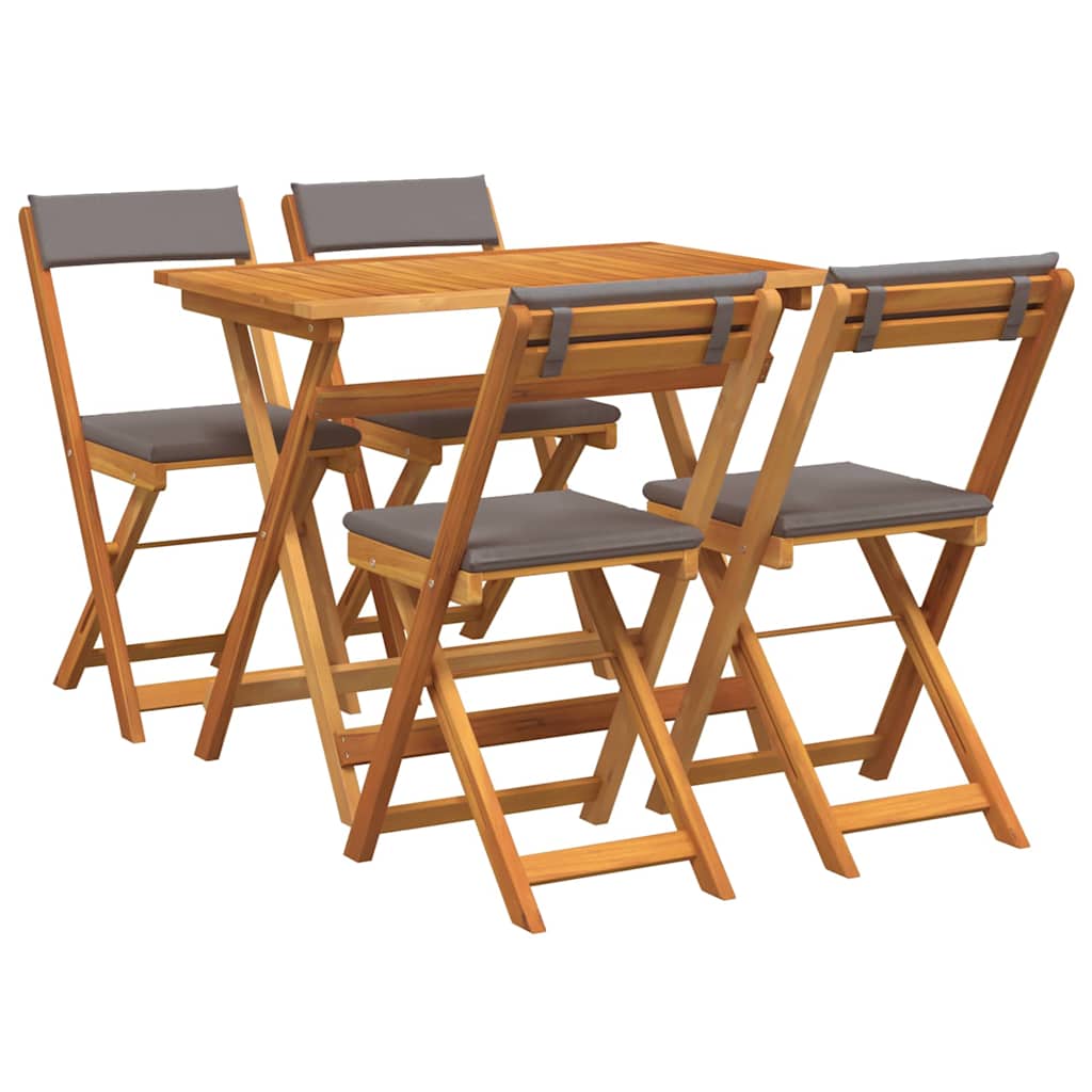 Bistroset med kudde 5 pcs Olivenatur Massivt Akaciaträ