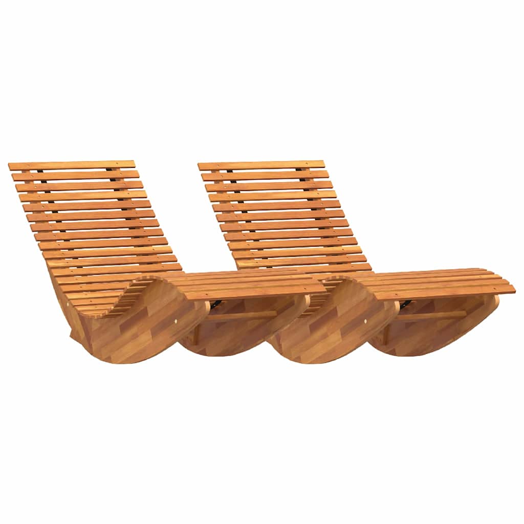 Lounger 2-person 2 pcs Brun 154 x 60 x 74 cm Massivt Akaciaträ