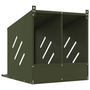 Fågelholk med 2 fack olivgrön metall