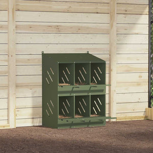 Fågelholk med 6 fack olivgrön metall