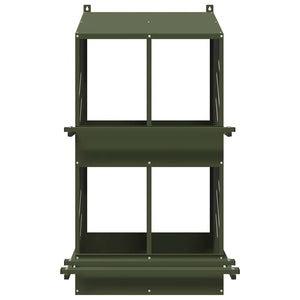 Kycklingholk med 4 fack olivgrön metall