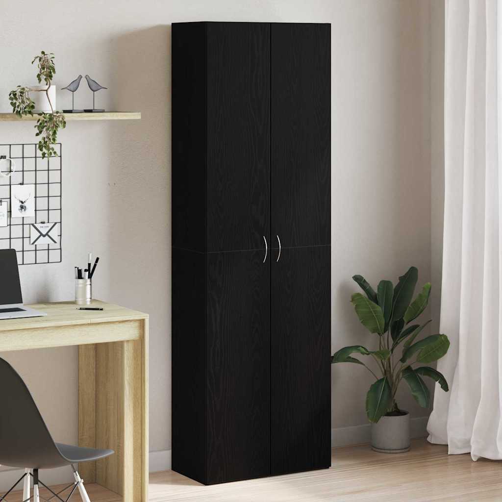 Kontorsskåp Svart Ek 60 x 32 x 190 cm Konstruerat trä
