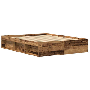 Sängram utan madrass gammalt trä 150x200cm konstruerat trä