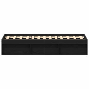 Sängram utan madrass svart ek 135x190 cm konstruerat trä