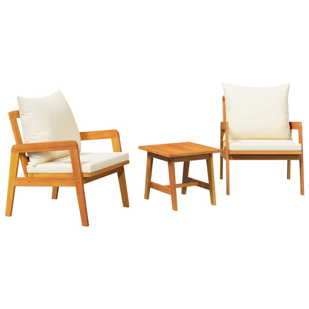 Bistroset med kudde 3 pcs Brun Massivt Akaciaträ