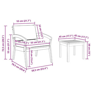 Bistroset med kudde 3 pcs Brun 59,5 x 70,5 x 72,5 cm Polyester