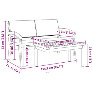 Bistroset med kudde 2 pcs Olivenatur Massivt Akaciaträ