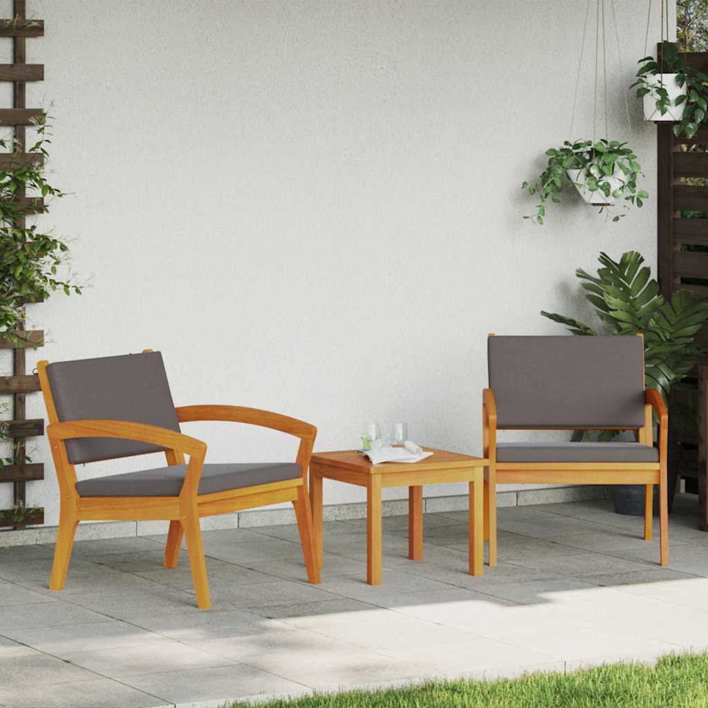Bistroset med kudde 3 pcs Brun Polyester