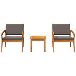 Bistroset med kudde 3 pcs Brun 59,5 x 70,5 x 72,5 cm Polyester