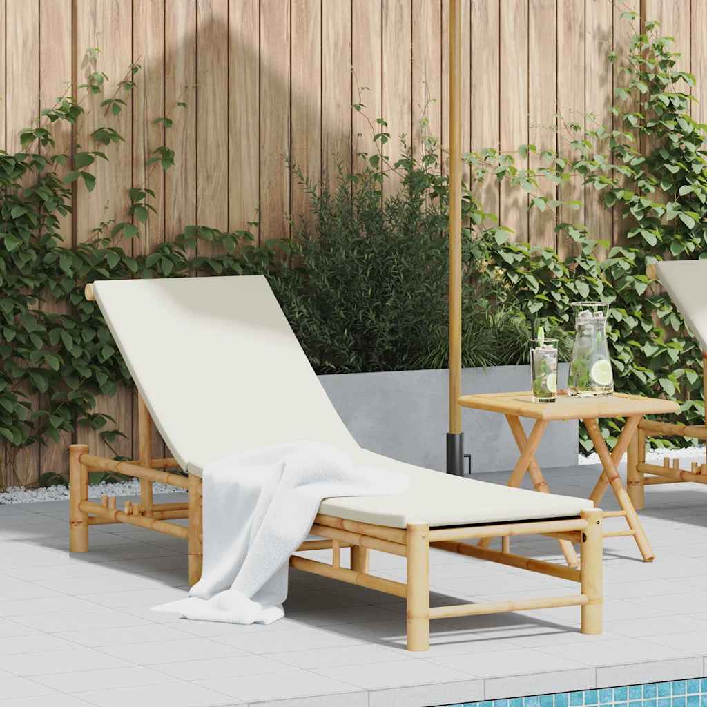 Solsäng med dynor 55x199x30 cm bambu