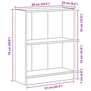 Bokskåp Svart Ek 60 x 24 x 76 cm Konstruerat trä
