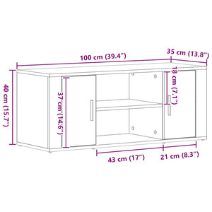 TV-skåp Svart ek 100 x 35 x 40 cm Konstruerat trä