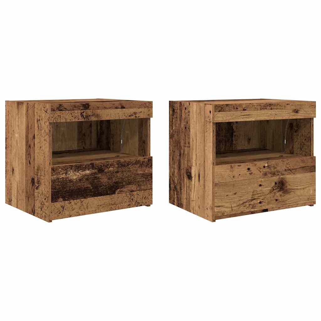 Nattduksbord 2 pcs Gammalt trä 50 x 40 x 45 cm Konstruerat trä