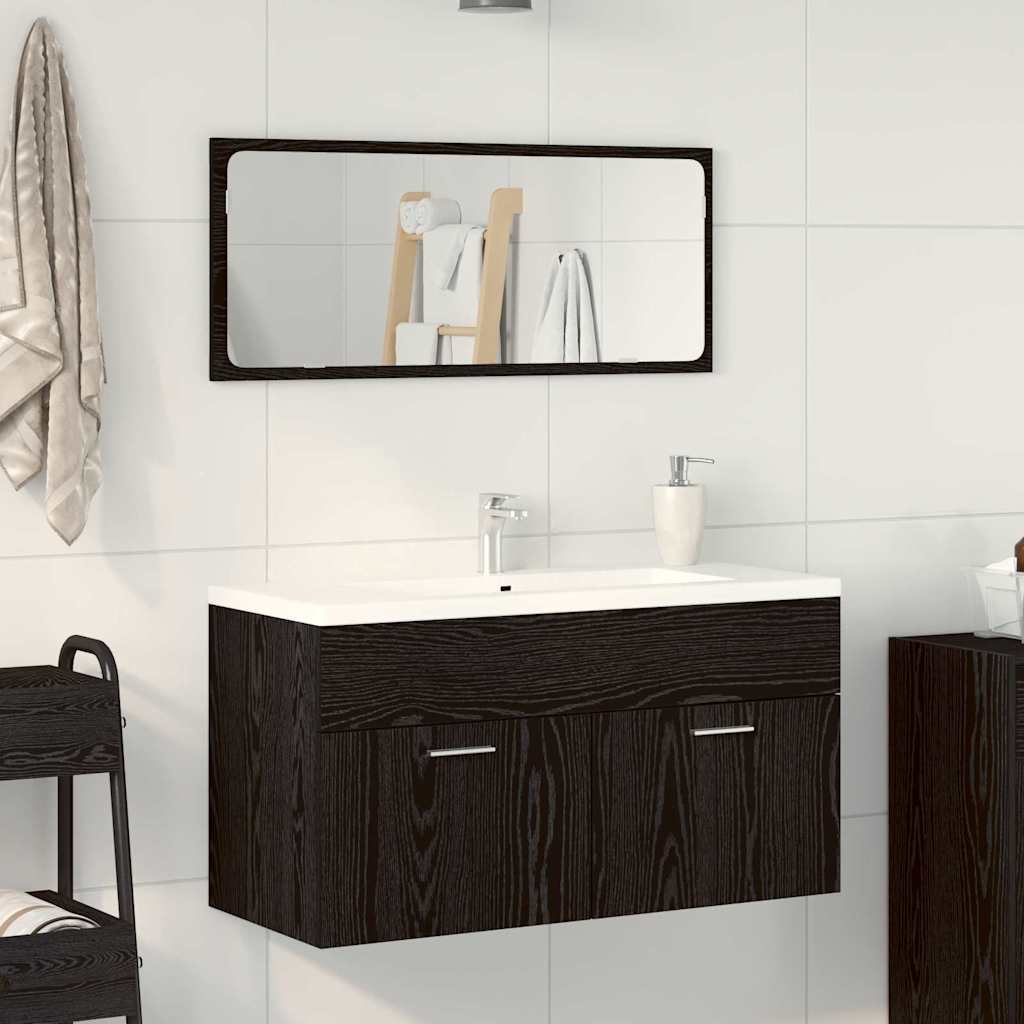 Badrumsmöbelset 2 st Svart Ek 90 x 38,5 x 46 cm Konstruerat trä