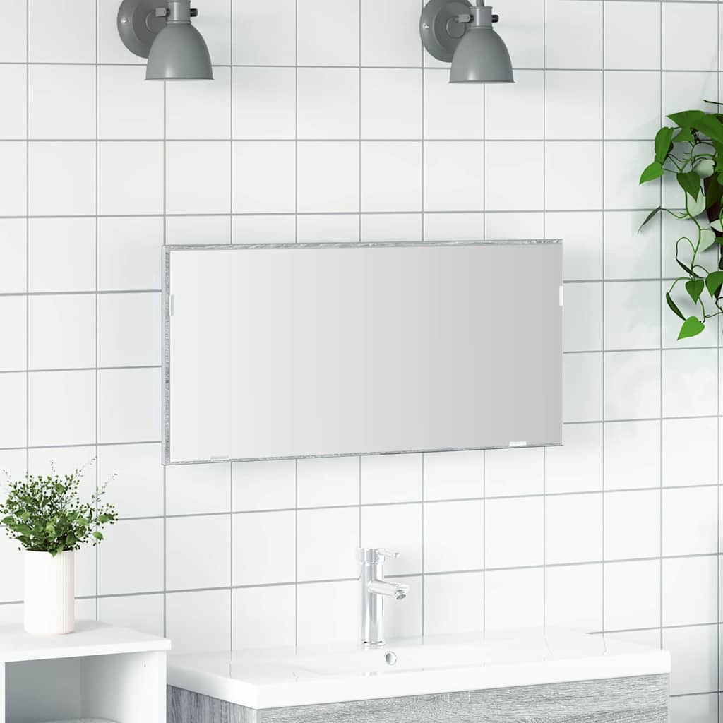 Spegel Hög grå sonoma 80 x 37 cm Glas och konstruerat trä