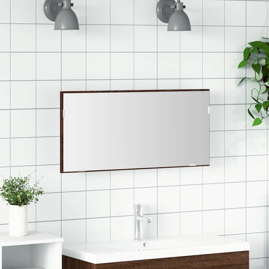Spegel brun ek 80 x 37 cm Glas och konstruerat trä