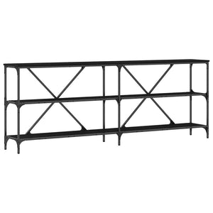 Konsolbord med hylla Svart Ek 200 x 30 x 75 cm Konstruerat trä