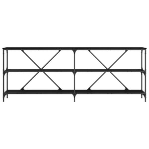 Konsolbord med hylla Svart Ek 200 x 30 x 75 cm Konstruerat trä