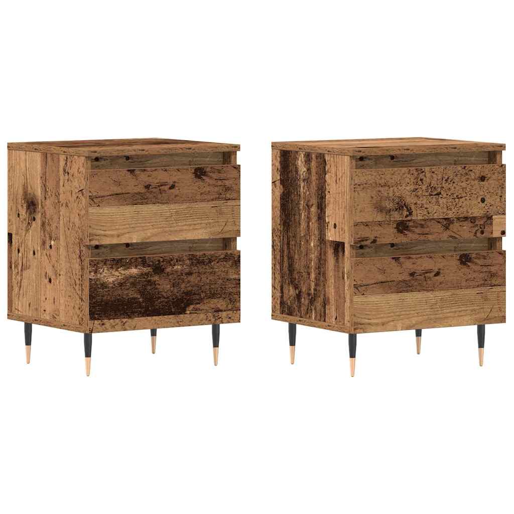 Nattduksbord 2 pcs Gammalt trä 40 x 35 x 50 cm Konstruerat trä