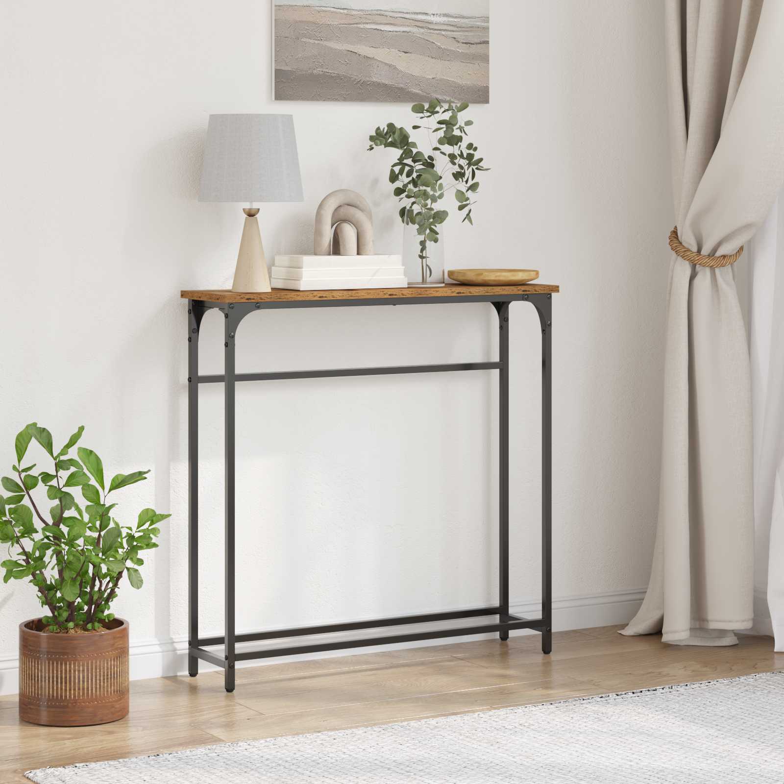 Konsolbord Gammalt trä 75 x 19,5 x 75 cm Konstruerat trä