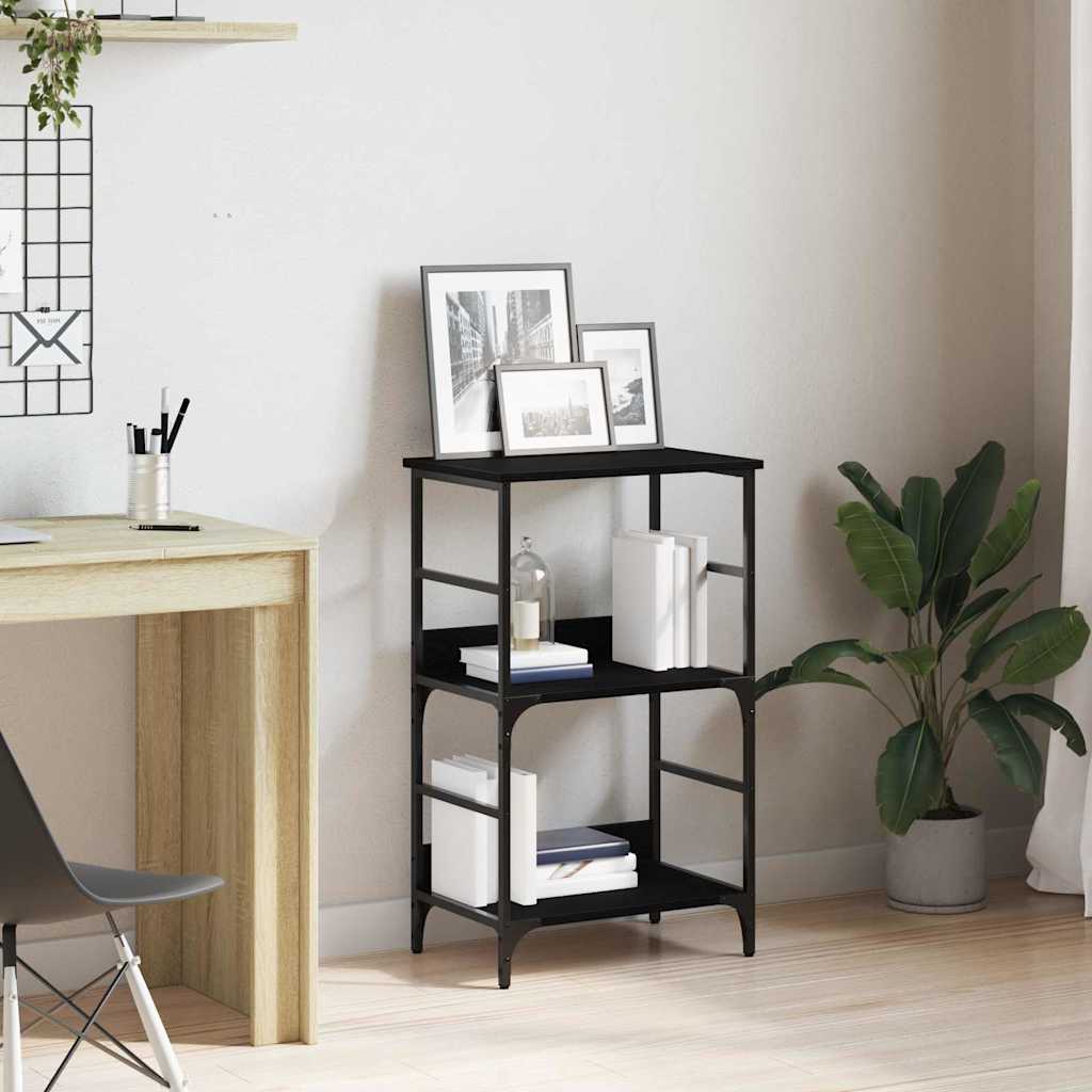 Hyllsystem 2 nivåer 50 x 33 x 82 cm Konstruerat trä Svart Ek