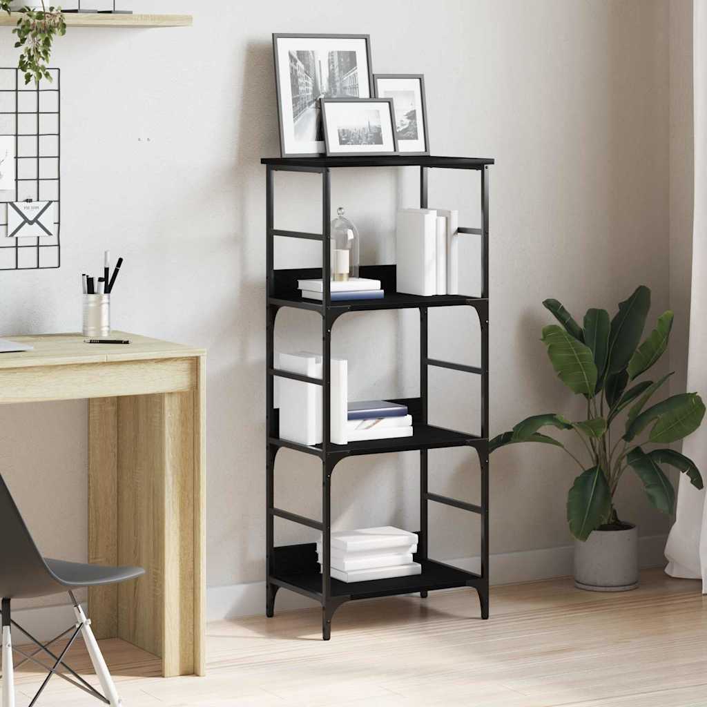 Hyllsystem 3 nivåer 50 x 33 x 117,5 cm Konstruerat trä Svart Ek