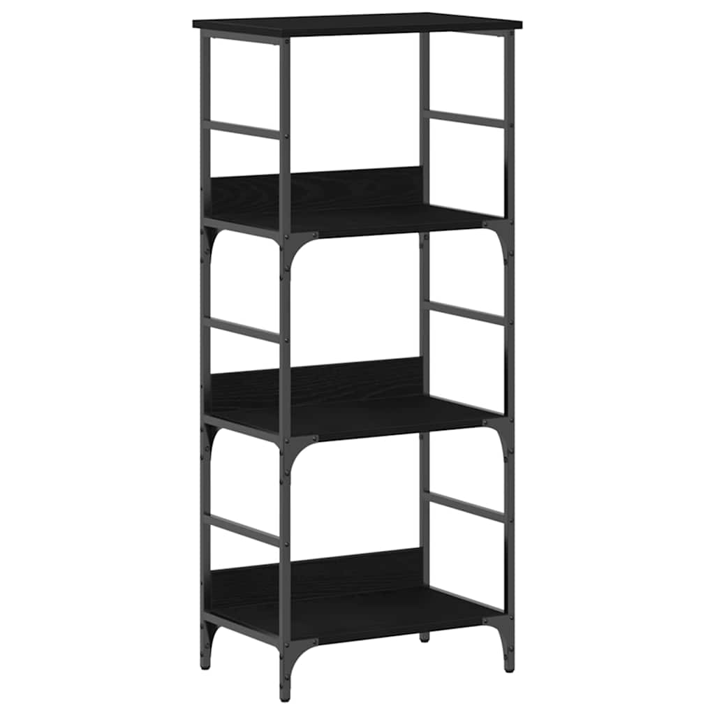 Hyllsystem 3 nivåer 50 x 33 x 117,5 cm Konstruerat trä Svart Ek