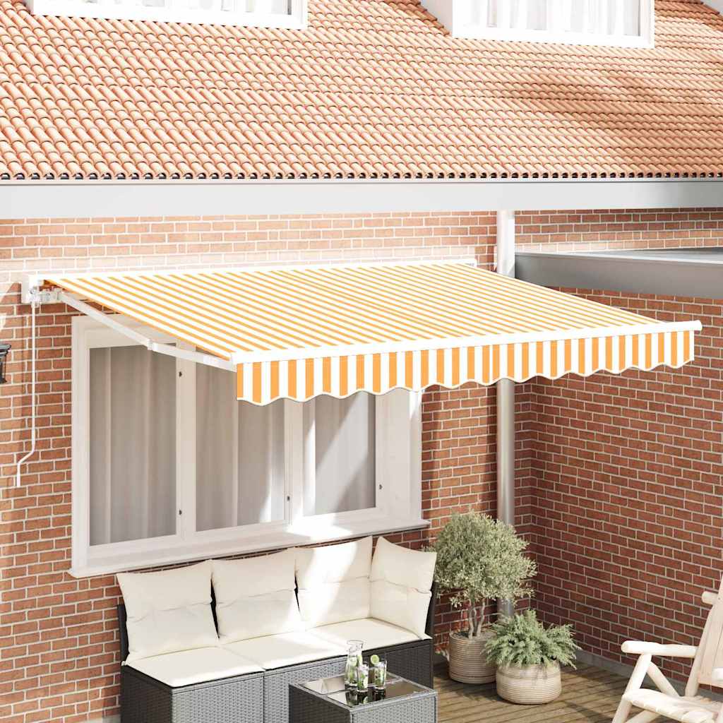 Markisram Gul och Vit 250 x 200 cm Polyester med PU-beläggning