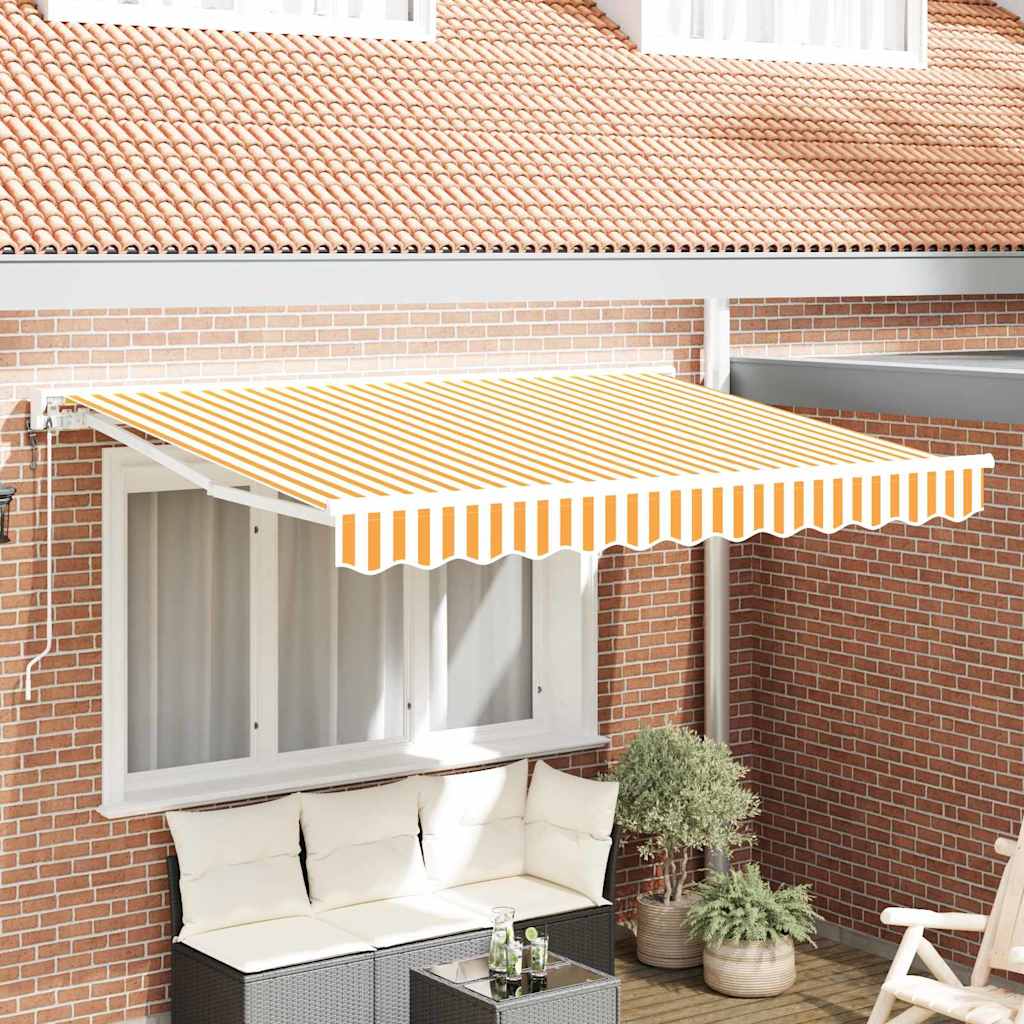Markisram Gul och Vit 250 x 200 cm Polyester med PU-beläggning