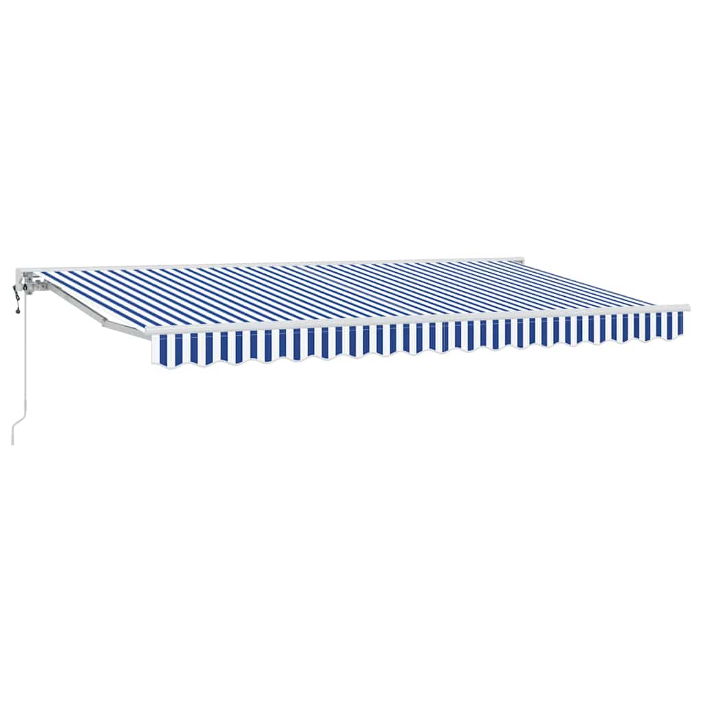 Markisram Blå och Vit 350 x 200 cm Polyester med PU-beläggning