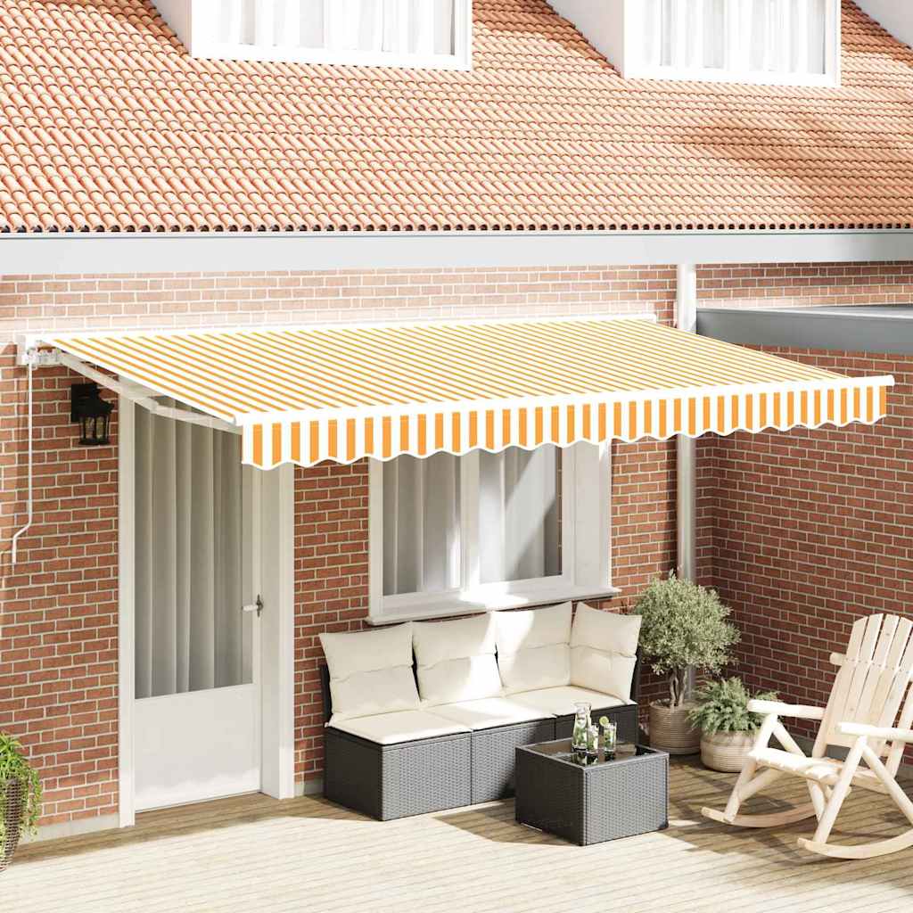 Markisram Gul och Vit 350 x 200 cm Polyester med PU-beläggning
