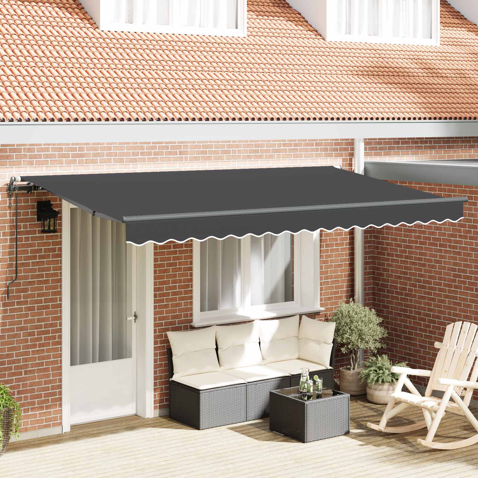 Utfällbar markis Antracit 350 x 200 cm tyg