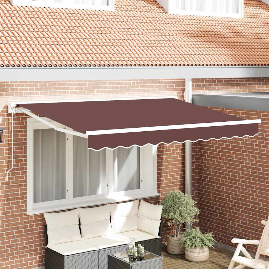 Markisram Brun 350 x 200 cm Polyester med PU-beläggning