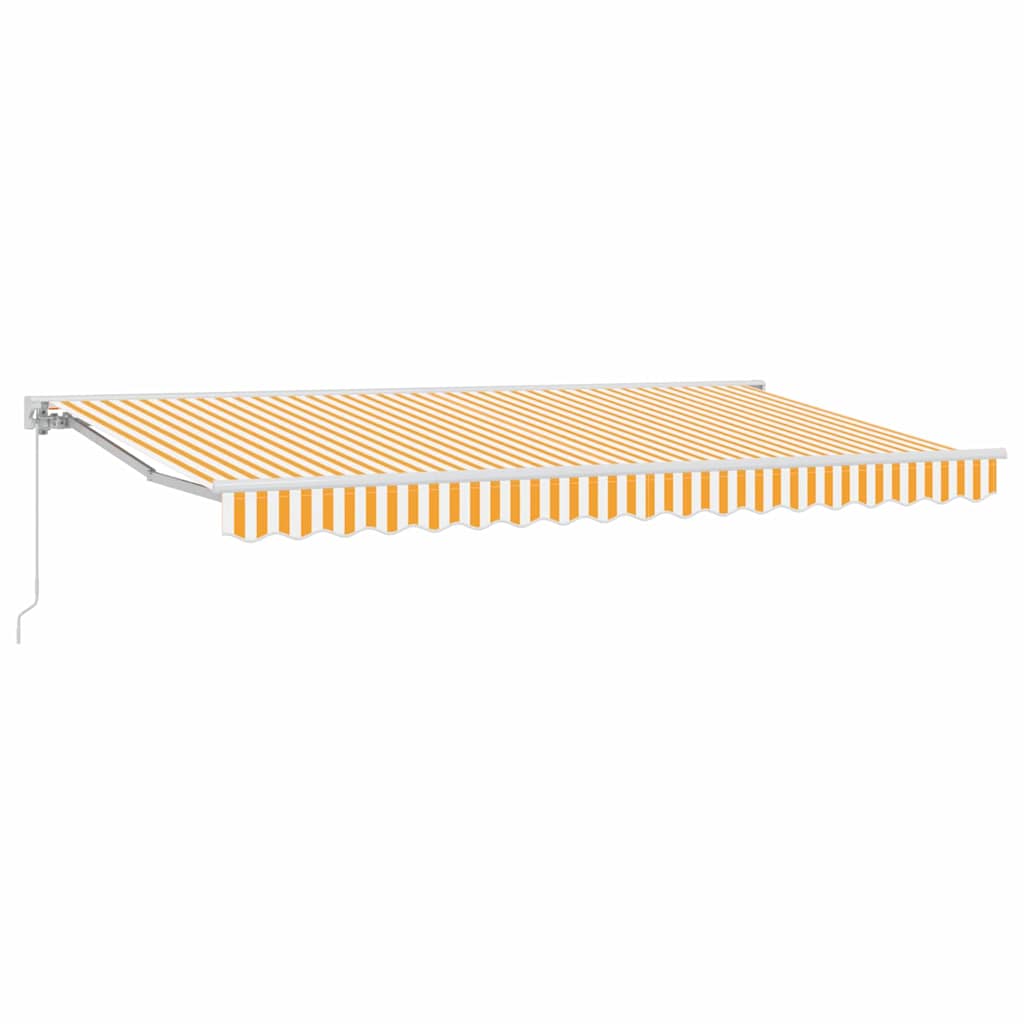 Markisram Gul och Vit 400 x 200 cm Polyester med PU-beläggning