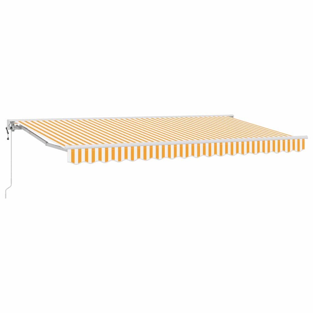 Markisram Gul och Vit 400 x 200 cm Polyester med PU-beläggning