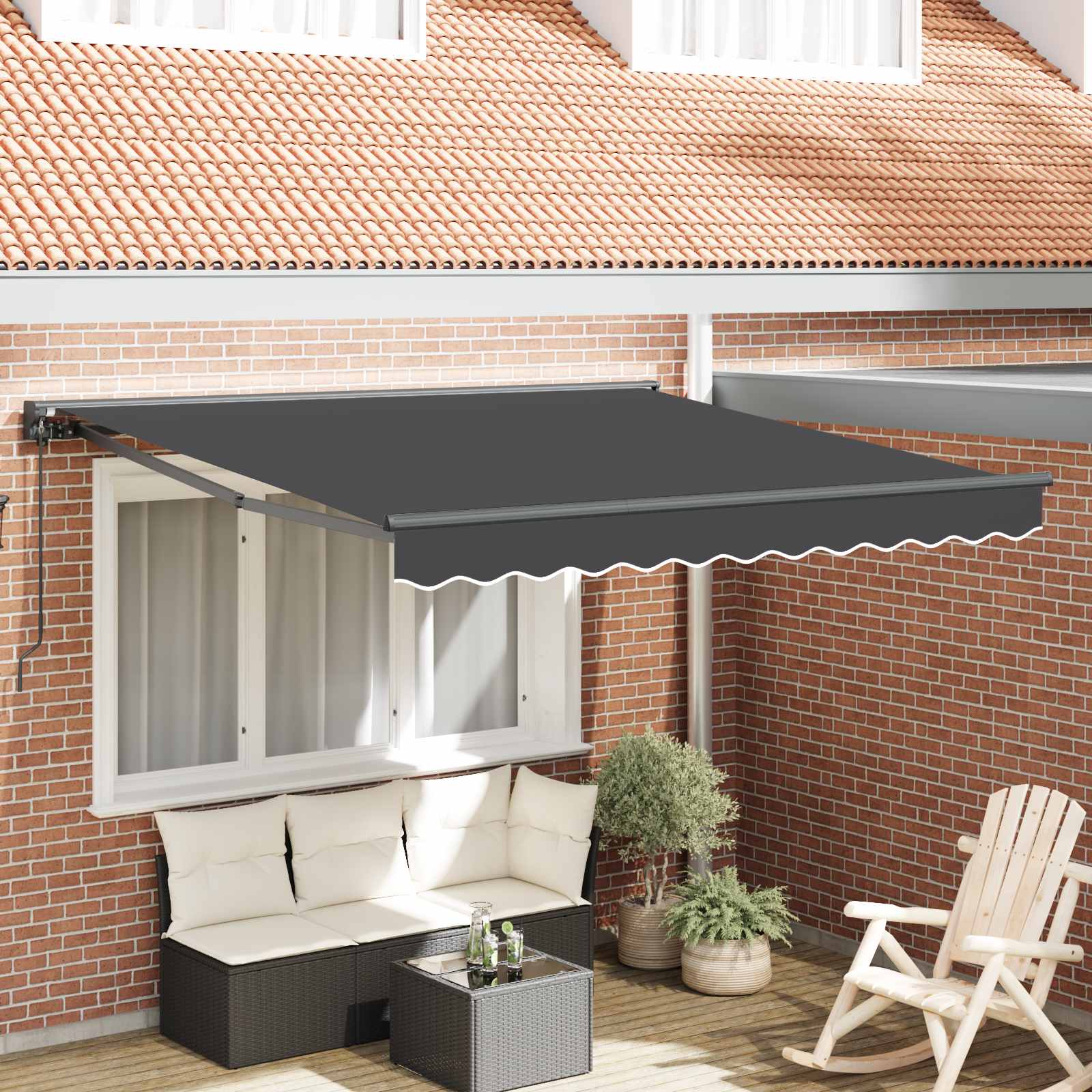 Markisram Antracit 300 x 250 cm Polyester med PU-beläggning