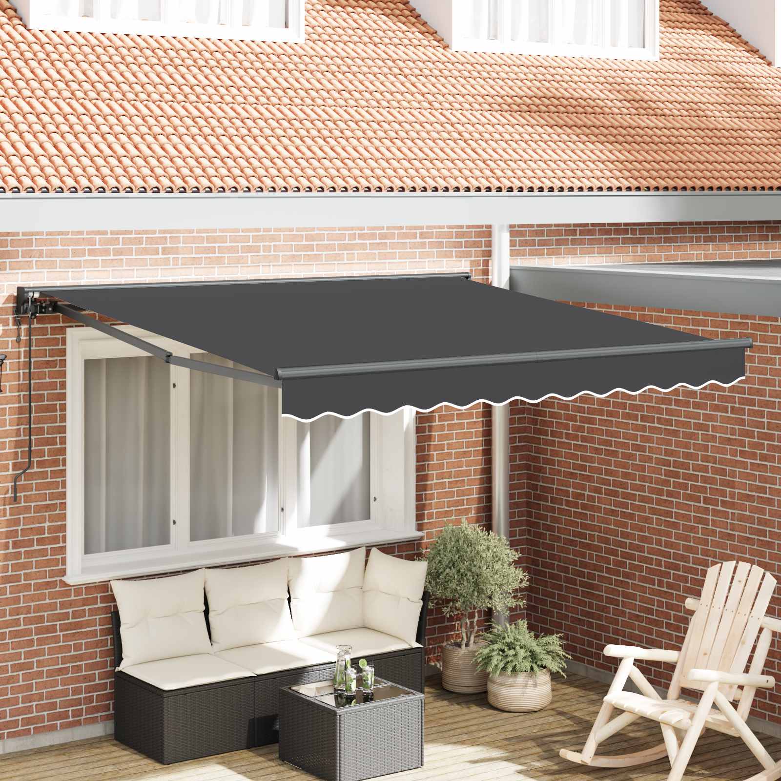 Markisram Antracit 300 x 250 cm Polyester med PU-beläggning